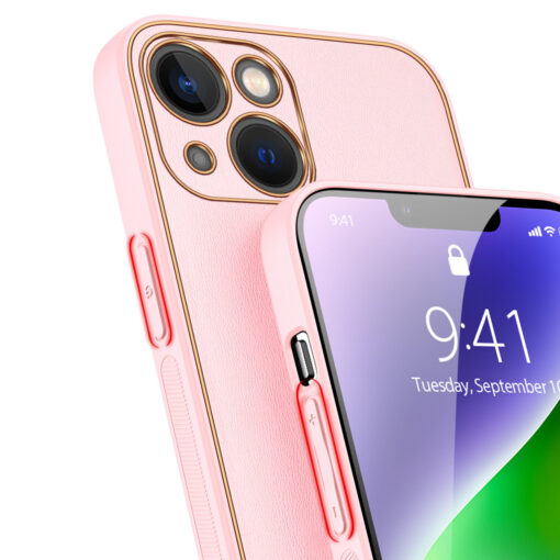 iPhone 14 PLUS umbris Dux Ducis Yolo elegant kunstnahast ja silikoonist servadega roosa 6