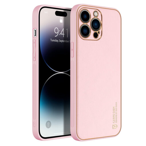 iPhone 14 PRO MAX umbris Dux Ducis Yolo elegant kunstnahast ja silikoonist servadega roosa 3