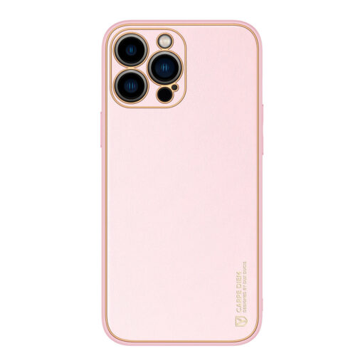 iPhone 14 PRO MAX umbris Dux Ducis Yolo elegant kunstnahast ja silikoonist servadega roosa