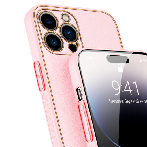 iPhone 14 PRO MAX umbris Dux Ducis Yolo elegant kunstnahast ja silikoonist servadega roosa 6