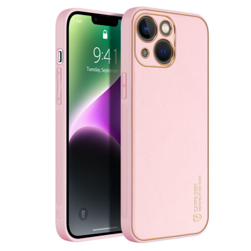 iPhone 14 umbris Dux Ducis Yolo elegant kunstnahast ja silikoonist servadega roosa 2