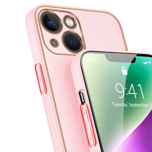 iPhone 14 umbris Dux Ducis Yolo elegant kunstnahast ja silikoonist servadega roosa 6