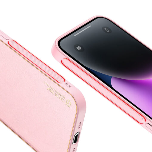 iPhone 14 umbris Dux Ducis Yolo elegant kunstnahast ja silikoonist servadega roosa 7