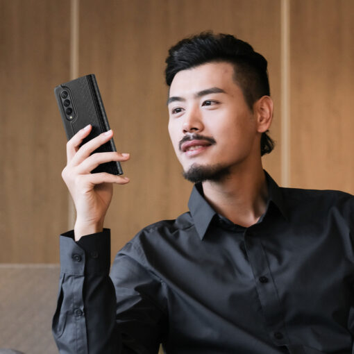 Samsung Z Fold 3 kaaned kunstnahast Dux Ducis Bril must 6