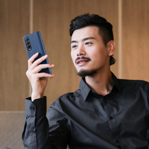 Samsung Z Fold 3 kaaned kunstnahast Dux Ducis Bril sinine 10