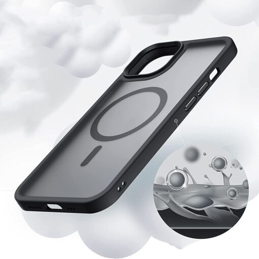 iPhone 11 PRO MAX umbris MagSafe plastikust taguse ja silikoonist raamiga matt must 3