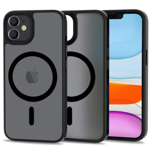 iPhone 11 umbris MagSafe plastikust taguse ja silikoonist raamiga matt must
