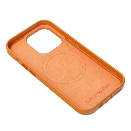 iPhone 14 kunstnahast MagSafe umbris oranz 3