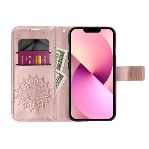 Samsung A23 5G kaaned kunstnahast kaarditaskuga MEZZO mandala roosa 2