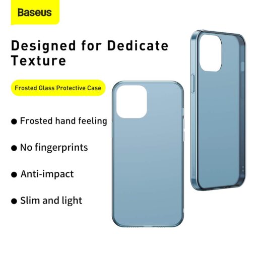 iPhone 12 MINI umbris Baseus Frosted Glass silikoonist servade ja plastikust tagusega must 10