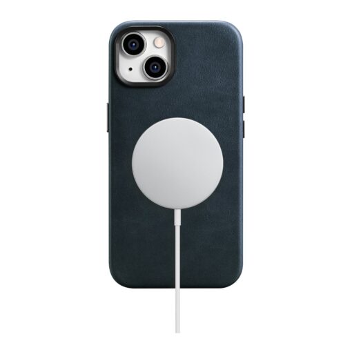 iPhone 14 PLUS nahast MagSafe umbris Premium Oil Wax sinine 16
