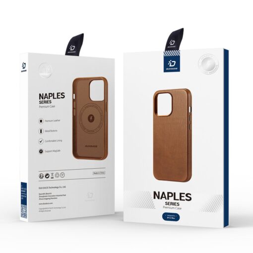 iPhone 14 PLUS umbris MagSafe naturaalsest nahast Dux Ducis Naples pruun 6