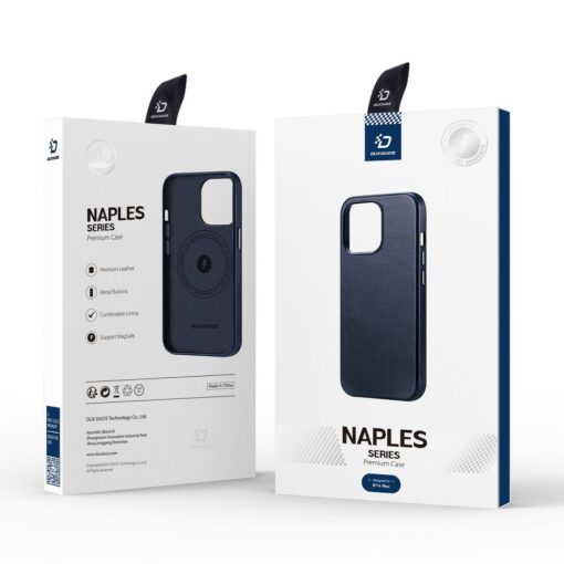 iPhone 14 PLUS umbris MagSafe naturaalsest nahast Dux Ducis Naples sinine 9