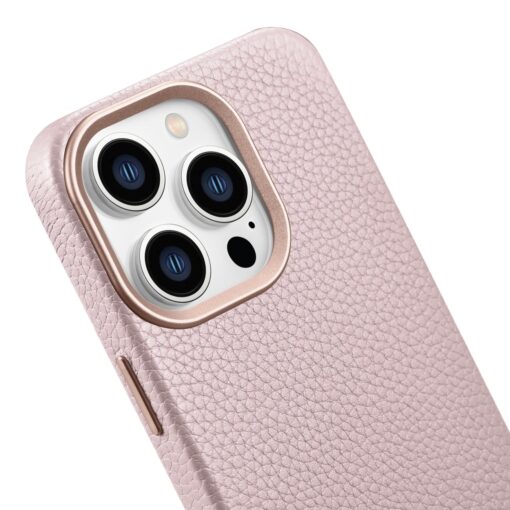 iPhone 14 PRO MAX premium nahast MagSafe umbris Lichi roosa 9