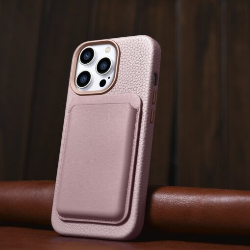 iPhone 14 PRO premium nahast MagSafe umbris Lichi roosa 14