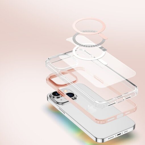 iPhone 14 umbris silikoonist MagSafe Dux Ducis Clin2 roosa raamiga 7