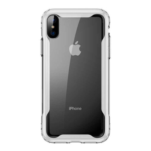 iPhone XS umbris silikoonist raami ja plastikust tagusega Baseus Armor Case valge 1