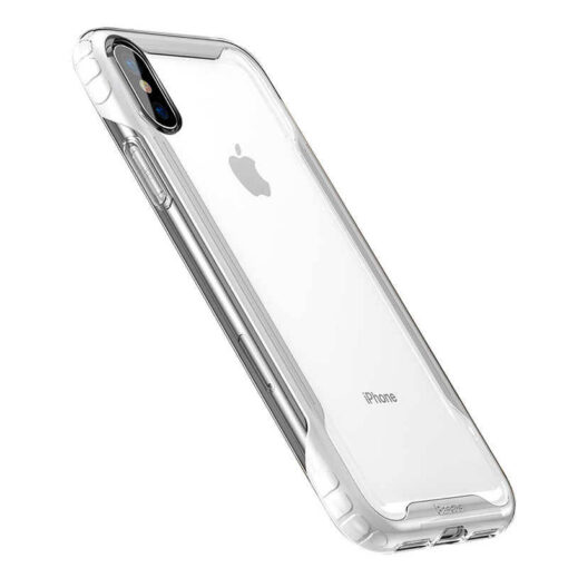 iPhone XS umbris silikoonist raami ja plastikust tagusega Baseus Armor Case valge 2