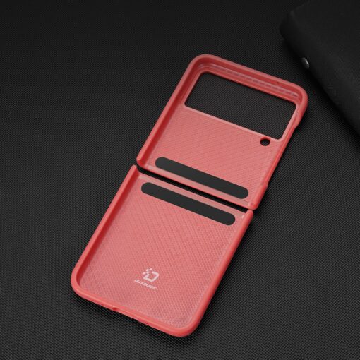 Samsung Galaxy Z Flip 4 kaaned nahaga kaetud Dux Ducis Venice Leather punane 6