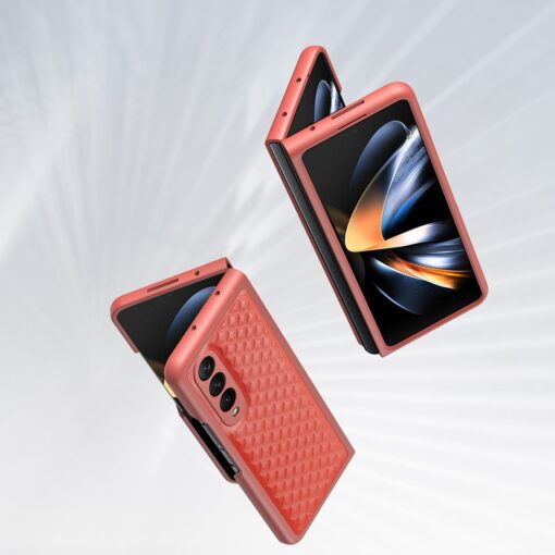 Samsung Galaxy Z Fold 4 kaaned nahaga kaetud Dux Ducis Venice Leather punane 2