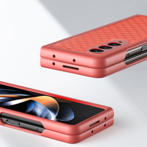 Samsung Galaxy Z Fold 4 kaaned nahaga kaetud Dux Ducis Venice Leather punane 3