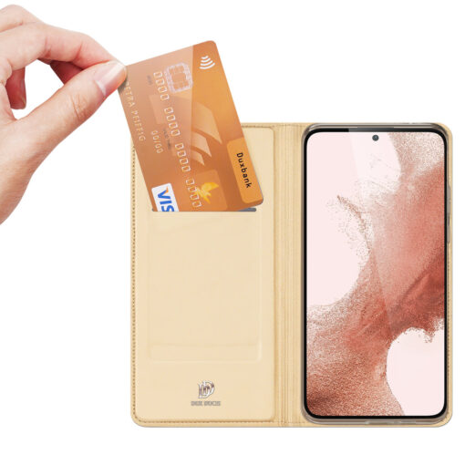 Samsung S23 PLUS kaaned kaarditaskuga Dux Ducis Skin Pro kunstnahast kuldne 1