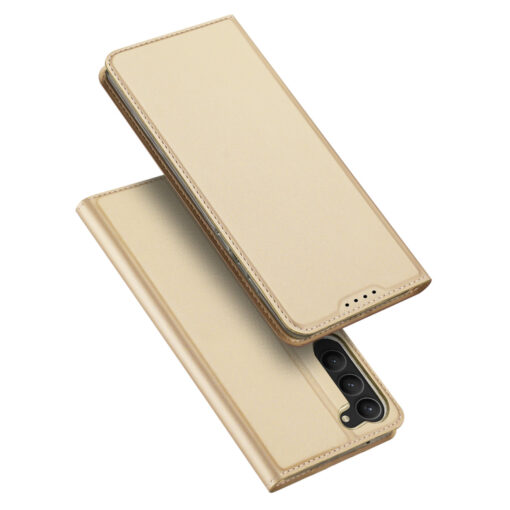 Samsung S23 PLUS kaaned kaarditaskuga Dux Ducis Skin Pro kunstnahast kuldne