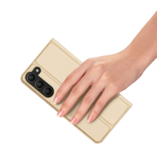 Samsung S23 PLUS kaaned kaarditaskuga Dux Ducis Skin Pro kunstnahast kuldne 6