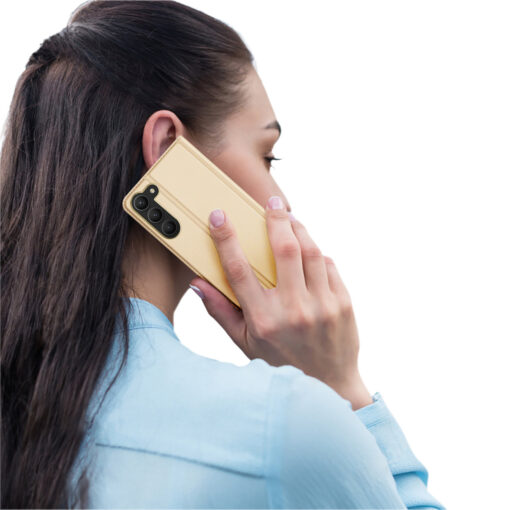 Samsung S23 PLUS kaaned kaarditaskuga Dux Ducis Skin Pro kunstnahast kuldne 8