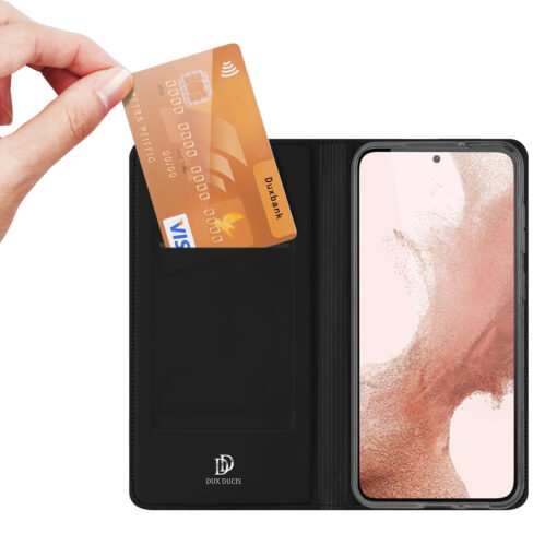 Samsung S23 PLUS kaaned kaarditaskuga Dux Ducis Skin Pro kunstnahast must 1