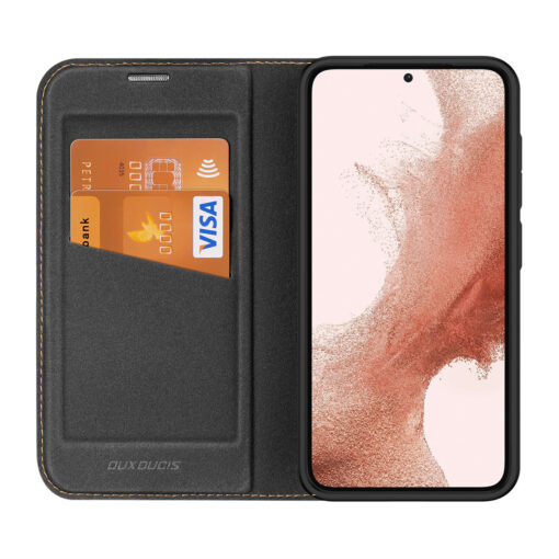 Samsung S23 PLUS kaaned kaarditaskuga Dux Ducis Skin X2 magnetiga sulguv must 2