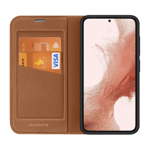 Samsung S23 PLUS kaaned kaarditaskuga Dux Ducis Skin X2 magnetiga sulguv pruun 2