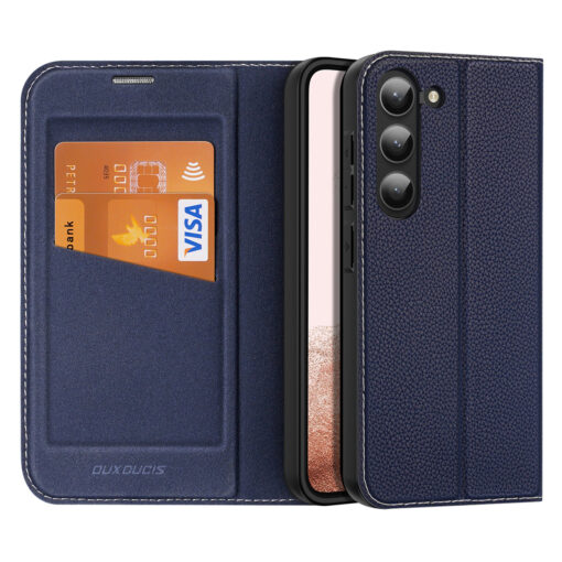Samsung S23 PLUS kaaned kaarditaskuga Dux Ducis Skin X2 magnetiga sulguv sinine
