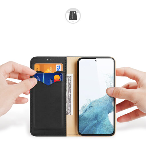 Samsung S23 PLUS nahast raamatkaaned kaarditaskuga Dux Ducis Hivo RFID must 1
