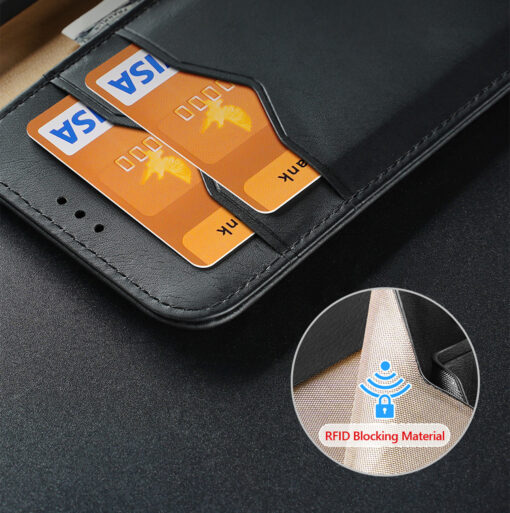 Samsung S23 PLUS nahast raamatkaaned kaarditaskuga Dux Ducis Hivo RFID must 16