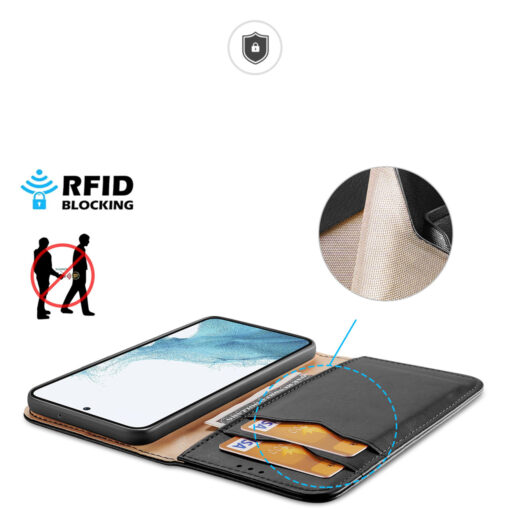 Samsung S23 PLUS nahast raamatkaaned kaarditaskuga Dux Ducis Hivo RFID must 2