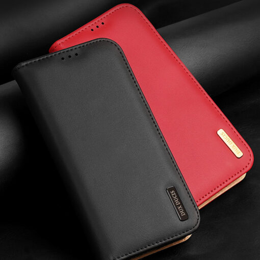 Samsung S23 PLUS nahast raamatkaaned kaarditaskuga Dux Ducis Hivo RFID punane 10