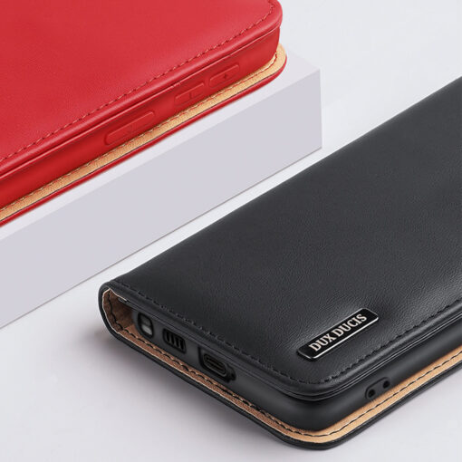 Samsung S23 PLUS nahast raamatkaaned kaarditaskuga Dux Ducis Hivo RFID punane 17