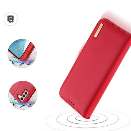 Samsung S23 PLUS nahast raamatkaaned kaarditaskuga Dux Ducis Hivo RFID punane 3