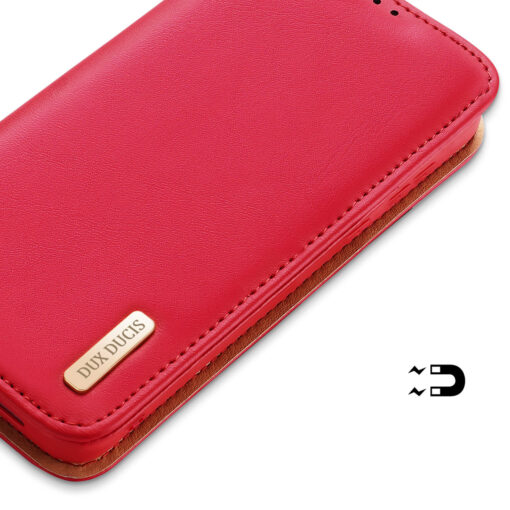 Samsung S23 PLUS nahast raamatkaaned kaarditaskuga Dux Ducis Hivo RFID punane 4