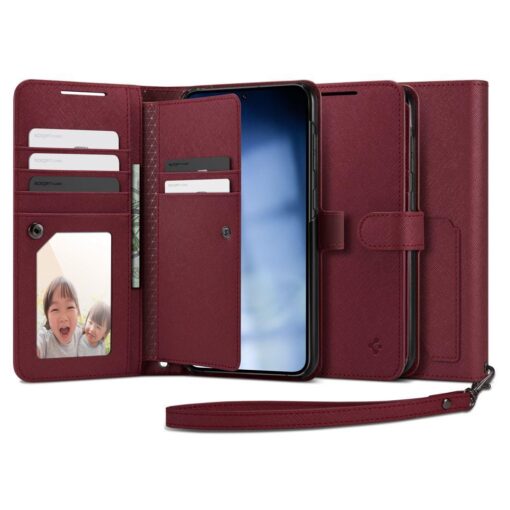 Samsung S23 PLUS raamatkaaned Spigen Wallet S Plus kunstnahast burgundy