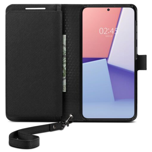 Samsung S23 PLUS raamatkaaned Spigen Wallet S Plus kunstnahast must 6