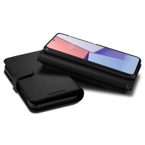 Samsung S23 PLUS raamatkaaned Spigen Wallet S Plus kunstnahast must 9