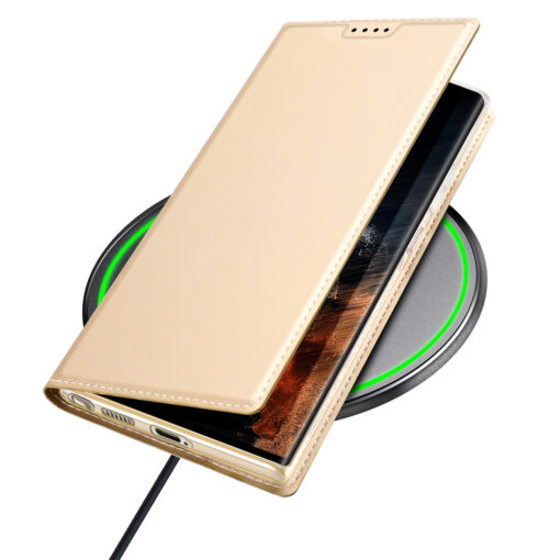 Samsung S23 ULTRA kaaned kaarditaskuga Dux Ducis Skin Pro kunstnahast kuldne 4