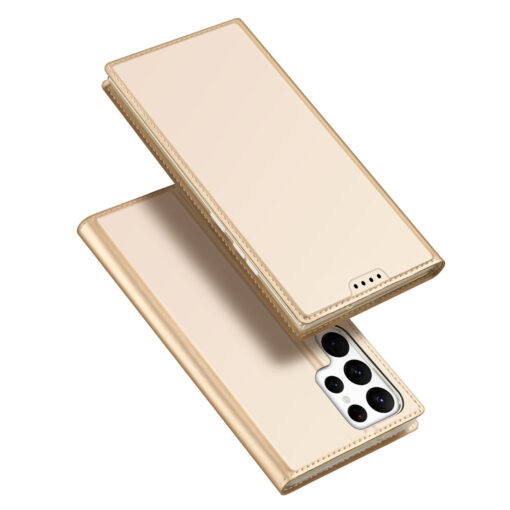 Samsung S23 ULTRA kaaned kaarditaskuga Dux Ducis Skin Pro kunstnahast kuldne