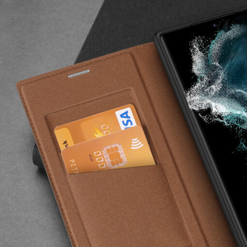 Samsung S23 ULTRA kaaned kaarditaskuga Dux Ducis Skin X2 magnetiga sulguv pruun 6