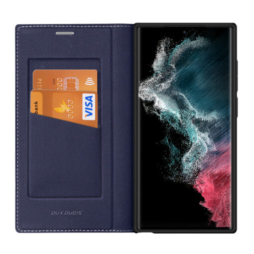 Samsung S23 ULTRA kaaned kaarditaskuga Dux Ducis Skin X2 magnetiga sulguv sinine 2