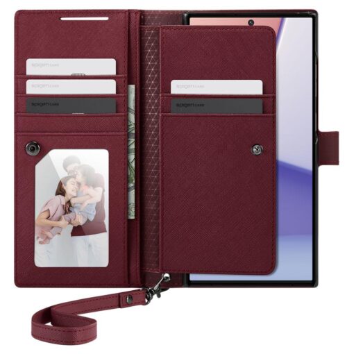 Samsung S23 ULTRA raamatkaaned Spigen Wallet S Plus kunstnahast burgundy 1