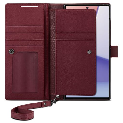 Samsung S23 ULTRA raamatkaaned Spigen Wallet S Plus kunstnahast burgundy 2