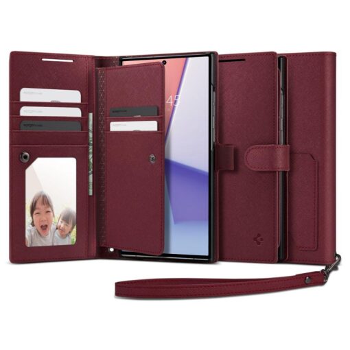 Samsung S23 ULTRA raamatkaaned Spigen Wallet S Plus kunstnahast burgundy